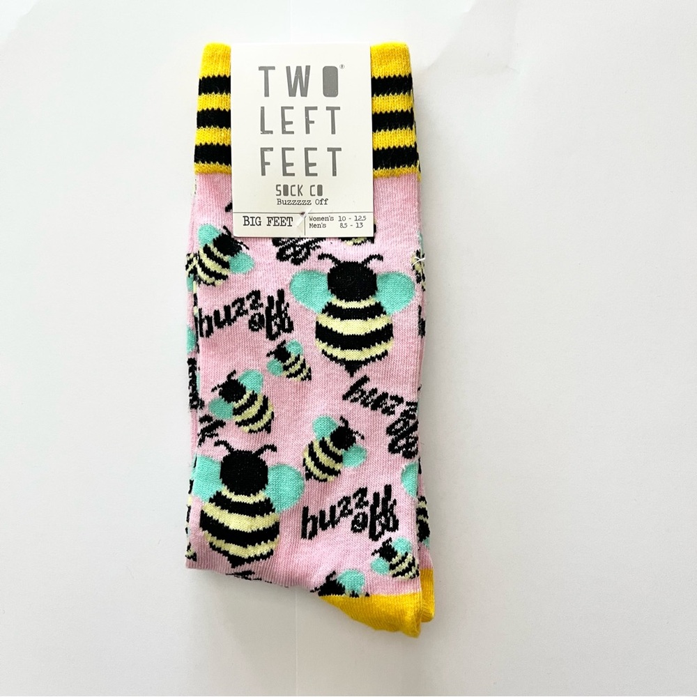 Pink Bee Print Crew Socks
